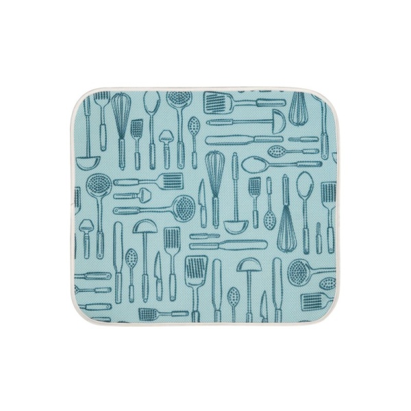 InterDesign / Коврик для сушки посуды iDry микрофибра голубой 45х40см (100888)