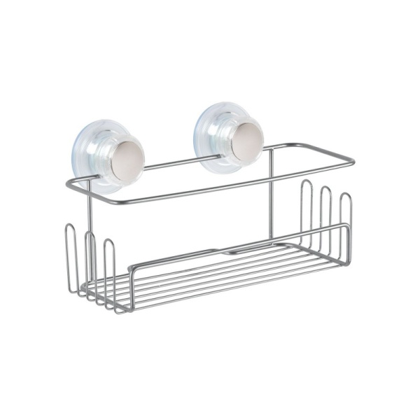 InterDesign / Полка для ванной комнаты Turn-N-Lock на присосках стальная (100833)