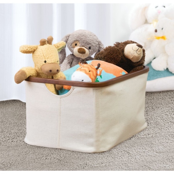 InterDesign / Текстильная корзина-органайзер  Interdesign слоновая кость/коричневый M (100739)