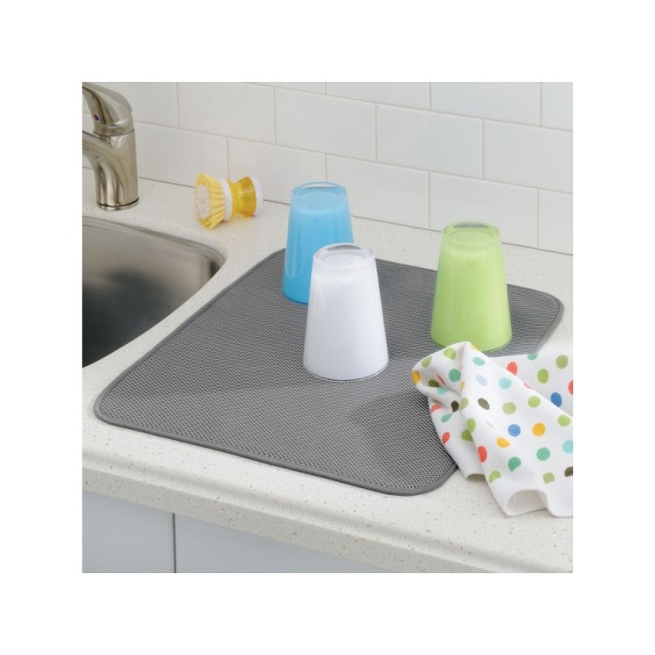 InterDesign / Коврик для сушки посуды микрофибра серый 45х40см (100885)