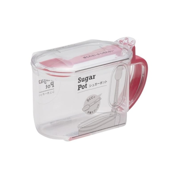 Yamada / Банка для сыпучих продуктов 0,65л с ложкой РОЗОВЫЙ (100267)