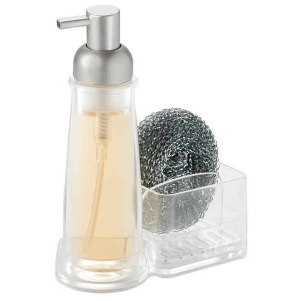 InterDesign / Дозатор для моющего средства с отделением для губки Clarity (100671)