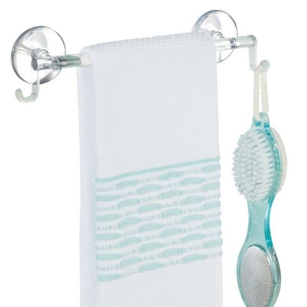 InterDesign / Держатель для полотенца с крючками аффикс самокл.прозрачный пластик 28.5х4.5х6.5 см (100099)