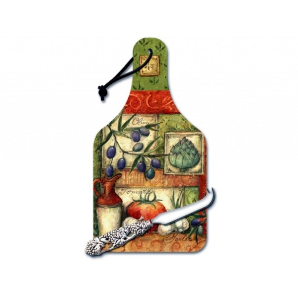 Conimar / Доска разделочная биг чиз "Коллаж" 36х19 см с ножом (100193)