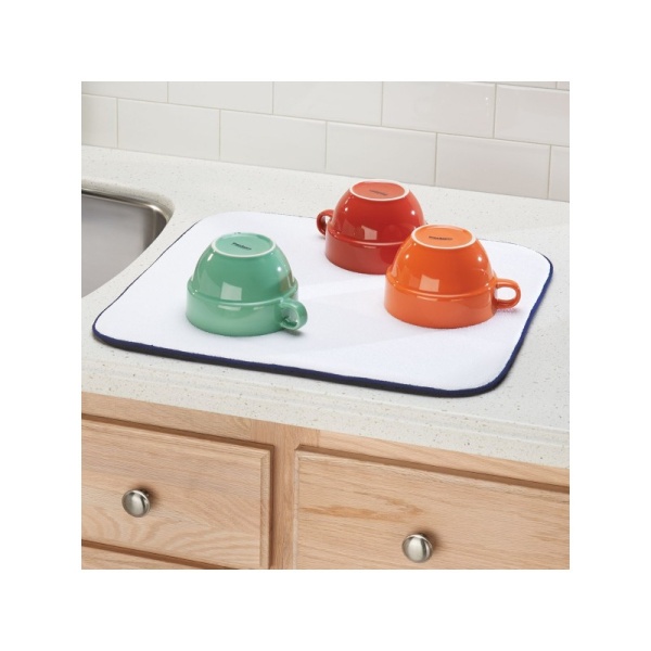 InterDesign / Коврик влаговпитывающий для сушки посуды микрофибра синий 45х40см (100810)