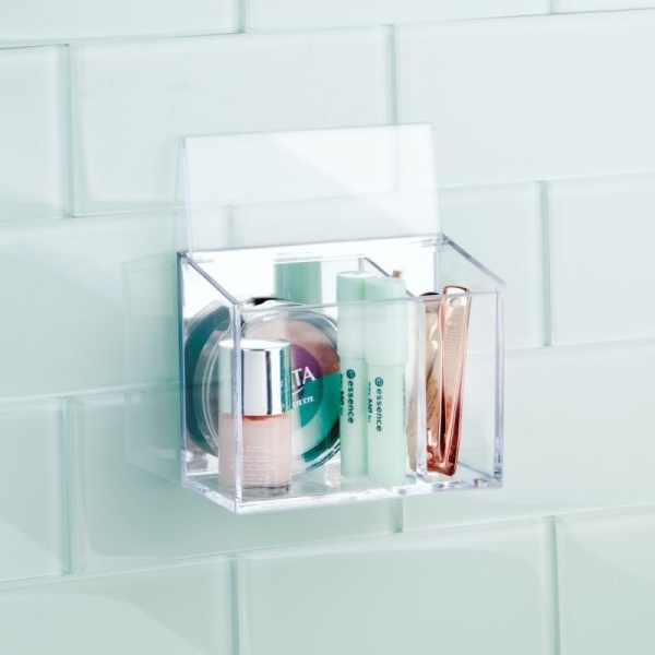 InterDesign / Органайзер-полочка для хранения с 2-мя отсеками и крышкой клеящейся на стену (100643)