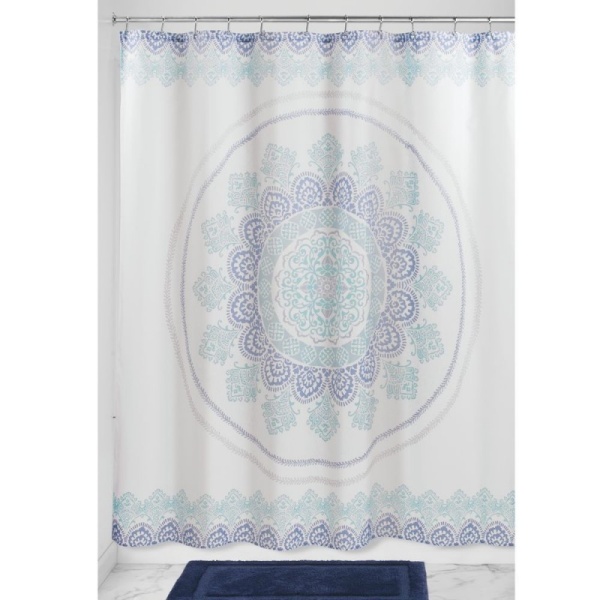 InterDesign / Штора для ванной эзра медальон бело/серо/голуб полиэстр 183х183 см (100174)