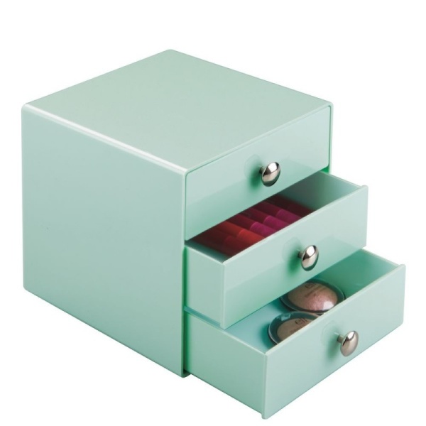 InterDesign / Большой цветной органайзер с 3 выдвижными ящиками Мятный (100032)
