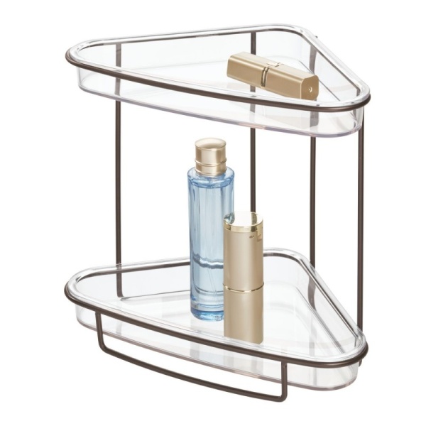 InterDesign / Полка Clarity двухъярусная угловая настольная со съемными лотками (101241)