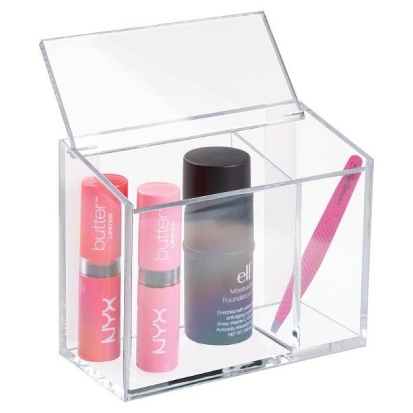 InterDesign / Органайзер-полочка для хранения с 2-мя отсеками и крышкой клеящейся на стену (100643)