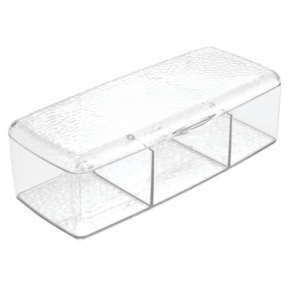 InterDesign / Органайзер с тремя отсеками для хранения ватных шариков,дисков,палочек \"Rain\" (100635)