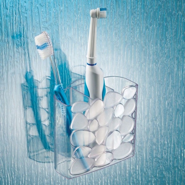 InterDesign / Стакан камешки настенный на присосках прозрачный пластик (100110)