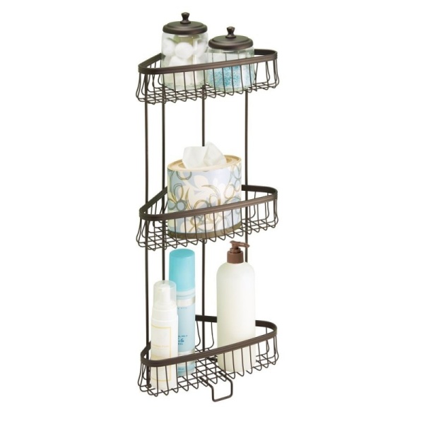 InterDesign / Полка лира угловая напольная тройная 29х19х65 см бронза (100160)