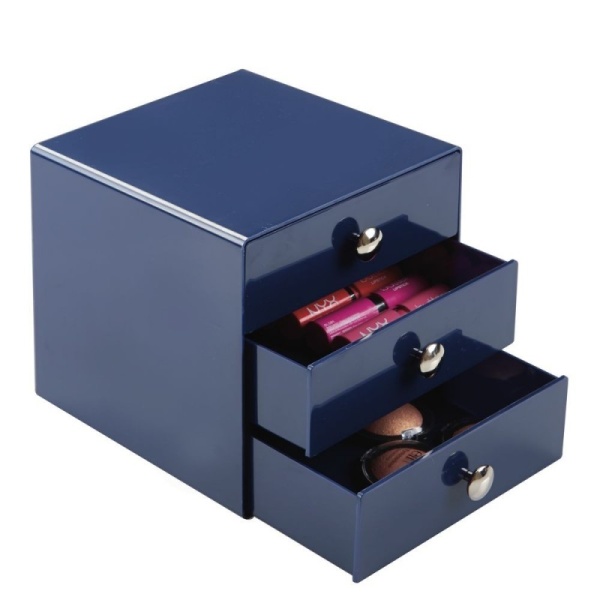 InterDesign / Большой цветной органайзер с 3 выдвижными ящиками Синий (100030)