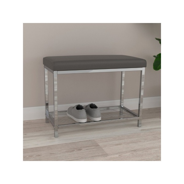 BETTER LIVING / Банкетка-обувница MODERNA серая экокожа (101197) 